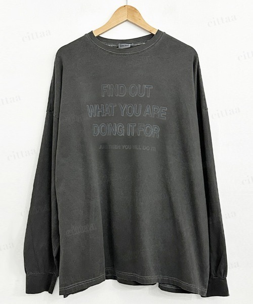 Dalfwin(ダールフィン)の「韓国ファッション FINDピグメント加工英字プリント長袖Tシャツ(Tシャツ/カットソー・レディース・チャコールグレー/ピンク・FREE)」の10枚目の写真