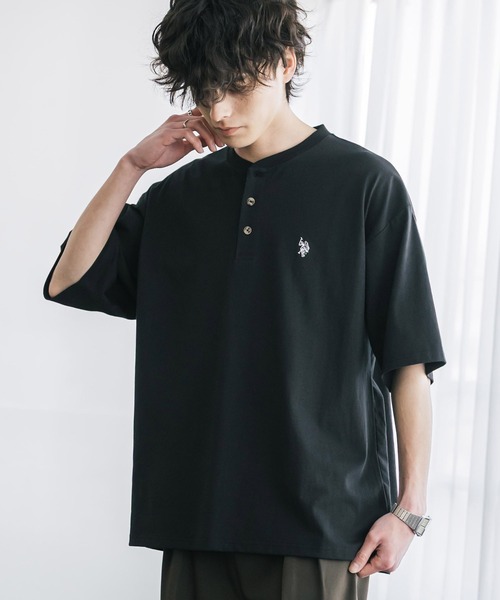 U.S. POLO ASSN.(ユーエスポロアッスン)の「U.S. POLO ASSN. ユーエスポロアッスン 別注コラボワンポイントロゴ刺繍天竺ヘンリーネック半袖Tシャツ(Tシャツ/カットソー・メンズ・ブラウン/ホワイト/ベージュ/チャコール/ネイビー/ブラック/ワイン・M/XL/L)」の17枚目の写真