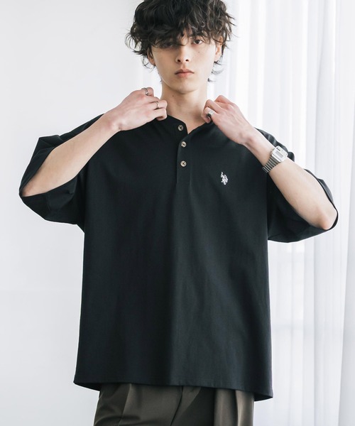 U.S. POLO ASSN.(ユーエスポロアッスン)の「U.S. POLO ASSN. ユーエスポロアッスン 別注コラボワンポイントロゴ刺繍天竺ヘンリーネック半袖Tシャツ(Tシャツ/カットソー・メンズ・ブラウン/ホワイト/ベージュ/チャコール/ネイビー/ブラック/ワイン・M/XL/L)」の18枚目の写真