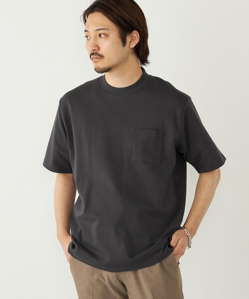カジュアル 黒 Tシャツ SHIPS Colors:〈抗菌防臭・接触冷感・紫外線軽減〉スムース ビズT◇（T