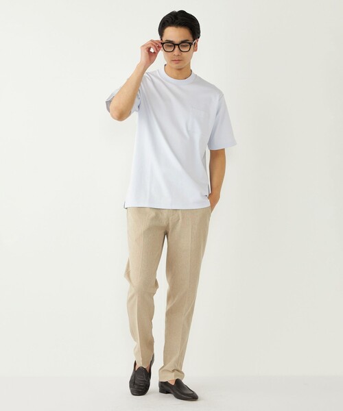 SHIPS Colors(シップス カラーズ)の「SHIPS Colors:〈抗菌防臭・接触冷感・紫外線軽減〉スムース ビズT◇(Tシャツ/カットソー・メンズ・オフホワイト/ライトブルー/ライトグレー/ネイビー/ダークグレー/ライトグリーン/ブルー・SMALL/X-LARGE/LARGE/MEDIUM)」の21枚目の写真