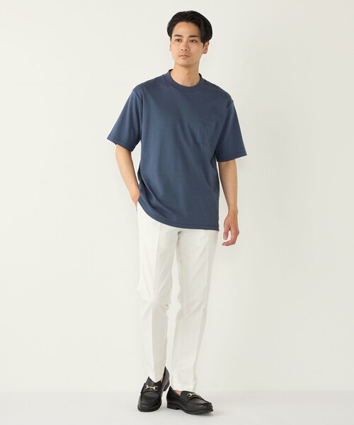 SHIPS Colors(シップス カラーズ)の「SHIPS Colors:〈抗菌防臭・接触冷感・紫外線軽減〉スムース ビズT◇(Tシャツ/カットソー・メンズ・オフホワイト/ライトブルー/ライトグレー/ネイビー/ダークグレー/ライトグリーン/ブルー・SMALL/X-LARGE/LARGE/MEDIUM)」の14枚目の写真