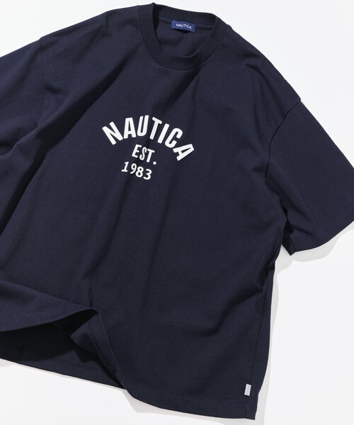 NAUTICA(ノーティカ)の「NAUTICA/ノーティカ ビッグシルエット フェルトパッチ アーチロゴ ショートスリーブTシャツ(Tシャツ/カットソー・メンズ・ライトグレー/ブラック/ホワイト/ネイビー/マスタード・SMALL/MEDIUM/LARGE/X-LARGE)」の4枚目の写真