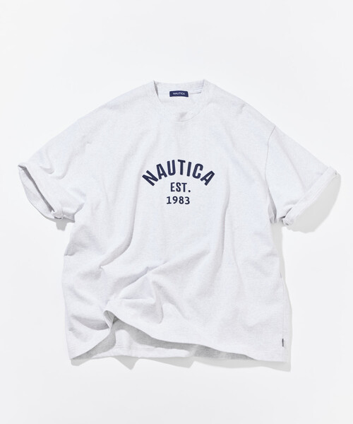 NAUTICA(ノーティカ)の「NAUTICA/ノーティカ ビッグシルエット フェルトパッチ アーチロゴ ショートスリーブTシャツ(Tシャツ/カットソー・メンズ・ライトグレー/ブラック/ホワイト/ネイビー/マスタード・SMALL/MEDIUM/LARGE/X-LARGE)」の3枚目の写真