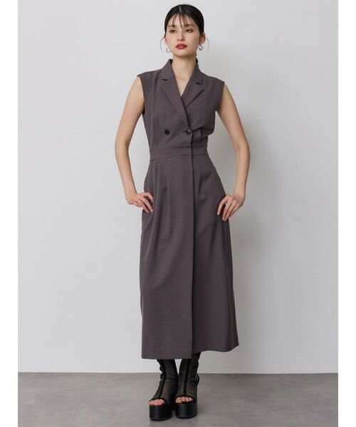MURUA(ムルーア)の「【接触冷感】テーラードライクワンピース 夏服(ワンピース・レディース・ベージュ/ブルー/グレー・2/1)」の5枚目の写真