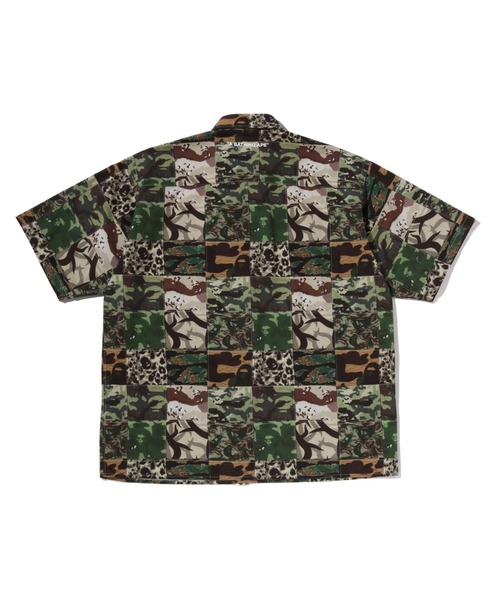 A BATHING APE（アベイシングエイプ）の「APE HEAD ONE POINT CAMO PATCHWORK SS SHIRT（シャツ/ブラウス・メンズ・グリーン・MEDIUM/X-LARGE/XX-LARGE）」の2枚目の写真