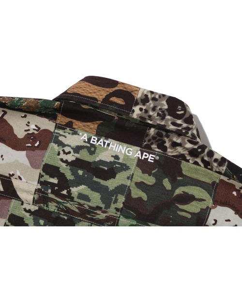 A BATHING APE（アベイシングエイプ）の「APE HEAD ONE POINT CAMO PATCHWORK SS SHIRT（シャツ/ブラウス・メンズ・グリーン・MEDIUM/X-LARGE/XX-LARGE）」の4枚目の写真