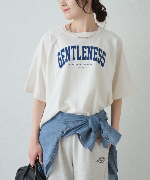 PUAL CE CIN（ピュアルセシン）の「アソートプリントハーフスリーブニット（ニット/セーター・レディース・キャメル/グレー/オフホワイト・FREE）」の4枚目の写真