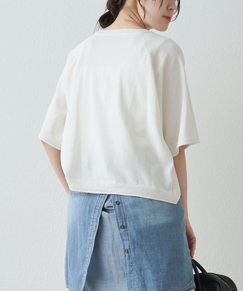 PUAL CE CIN（ピュアルセシン）の「アソートプリントハーフスリーブニット（ニット/セーター・レディース・キャメル/グレー/オフホワイト・FREE）」の5枚目の写真