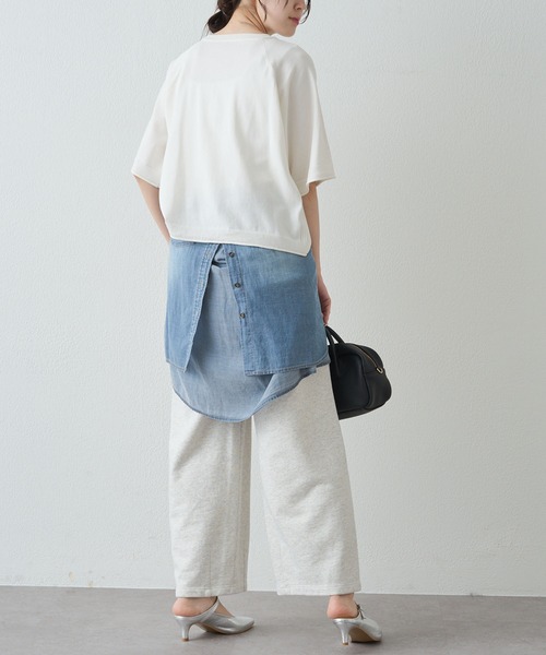 PUAL CE CIN（ピュアルセシン）の「アソートプリントハーフスリーブニット（ニット/セーター・レディース・キャメル/グレー/オフホワイト・FREE）」の8枚目の写真