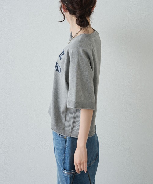 PUAL CE CIN（ピュアルセシン）の「アソートプリントハーフスリーブニット（ニット/セーター・レディース・キャメル/グレー/オフホワイト・FREE）」の10枚目の写真