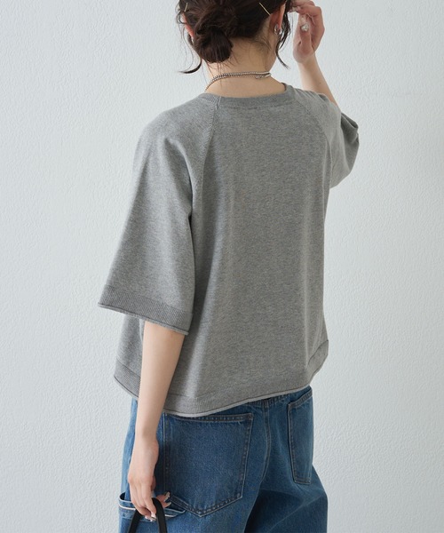 PUAL CE CIN（ピュアルセシン）の「アソートプリントハーフスリーブニット（ニット/セーター・レディース・キャメル/グレー/オフホワイト・FREE）」の11枚目の写真