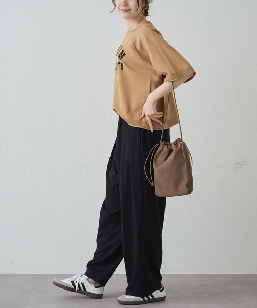 PUAL CE CIN（ピュアルセシン）の「アソートプリントハーフスリーブニット（ニット/セーター・レディース・キャメル/グレー/オフホワイト・FREE）」の19枚目の写真