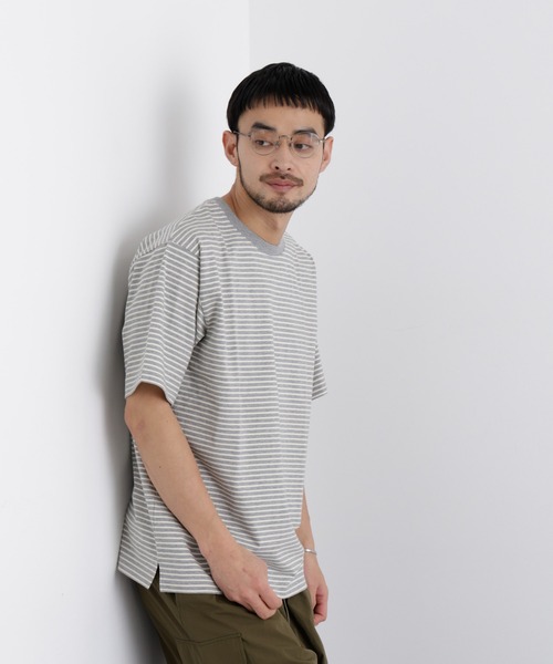 NANO universe(ナノユニバース)の「ボーダーTシャツ 半袖(Tシャツ/カットソー・メンズ・イエロー/グレー/ネイビー・M/S/L)」の2枚目の写真