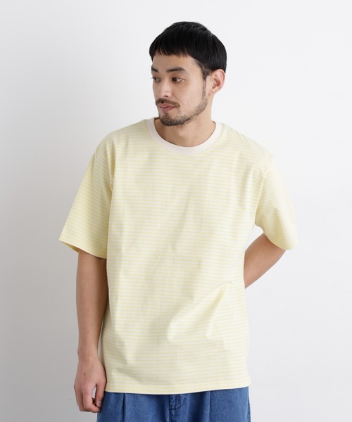 NANO universe(ナノユニバース)の「ボーダーTシャツ 半袖(Tシャツ/カットソー・メンズ・イエロー/グレー/ネイビー・M/S/L)」の3枚目の写真