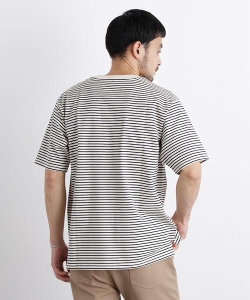 NANO universe(ナノユニバース)の「ボーダーTシャツ 半袖(Tシャツ/カットソー・メンズ・イエロー/グレー/ネイビー・M/S/L)」の20枚目の写真