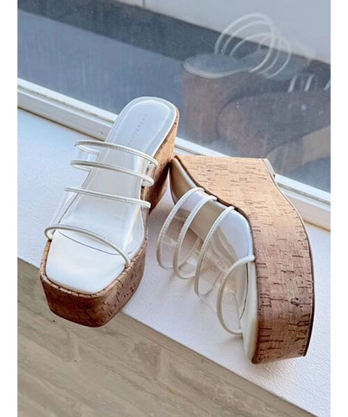 MERCURYDUO（マーキュリーデュオ）の「クリアベルトウェッジサンダル（サンダル・レディース・クリア/オフホワイト/ブラウン・38/36）」の3枚目の写真