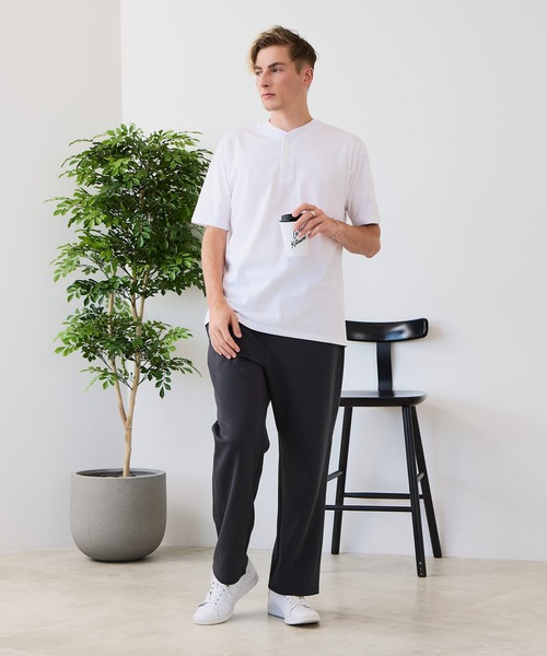 JEANS MATE(ジーンズメイト)の「【ZERO STAIN/ゼロステイン】汗染みの目立ちにくいTシャツ ZEROSTAIN ヘンリーネックTシャツ 防汚 UVカット 綿タッチ・厚手(Tシャツ/カットソー・メンズ・ブラック/オフホワイト/スミクロ/ホワイト・LARGE/MEDIUM/X-LARGE)」の6枚目の写真