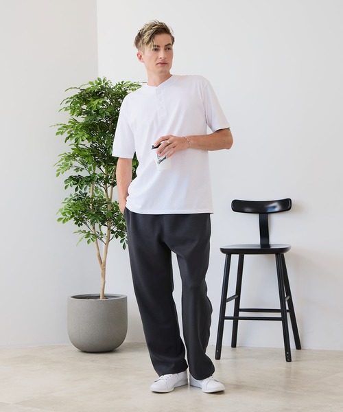 JEANS MATE(ジーンズメイト)の「【ZERO STAIN/ゼロステイン】汗染みの目立ちにくいTシャツ ZEROSTAIN ヘンリーネックTシャツ 防汚 UVカット 綿タッチ・厚手(Tシャツ/カットソー・メンズ・ブラック/オフホワイト/スミクロ/ホワイト・LARGE/MEDIUM/X-LARGE)」の8枚目の写真