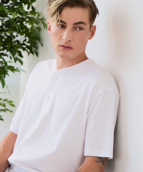 JEANS MATE(ジーンズメイト)の「【ZERO STAIN/ゼロステイン】汗染みの目立ちにくいTシャツ ZEROSTAIN ヘンリーネックTシャツ 防汚 UVカット 綿タッチ・厚手(Tシャツ/カットソー・メンズ・ブラック/オフホワイト/スミクロ/ホワイト・LARGE/MEDIUM/X-LARGE)」の16枚目の写真