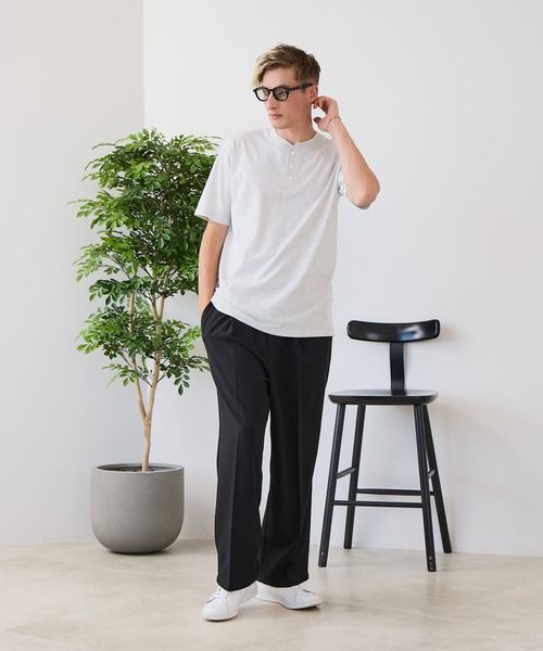 JEANS MATE(ジーンズメイト)の「【ZERO STAIN/ゼロステイン】汗染みの目立ちにくいTシャツ ZEROSTAIN ヘンリーネックTシャツ 防汚 UVカット 綿タッチ・厚手(Tシャツ/カットソー・メンズ・ブラック/オフホワイト/スミクロ/ホワイト・LARGE/MEDIUM/X-LARGE)」の21枚目の写真