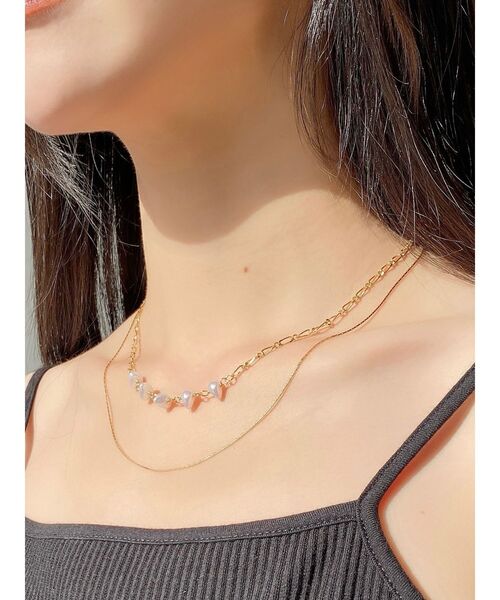 RESEXXY（リゼクシー）の「バロックパールチェーンネックレス（ピアス（両耳用）・レディース・ゴールド/シルバー・FREE）」の2枚目の写真