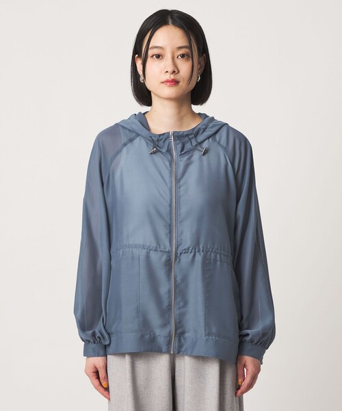 A DAY IN THE LIFE UNITED ARROWS(アデイインザライフユナイテッドアローズ)の「シアー フードブルゾン ‐ウォッシャブル‐<A DAY IN THE LIFE>(ブルゾン・レディース・ロイヤルブルー/ダークグレー/ナチュラル・FREE)」の6枚目の写真