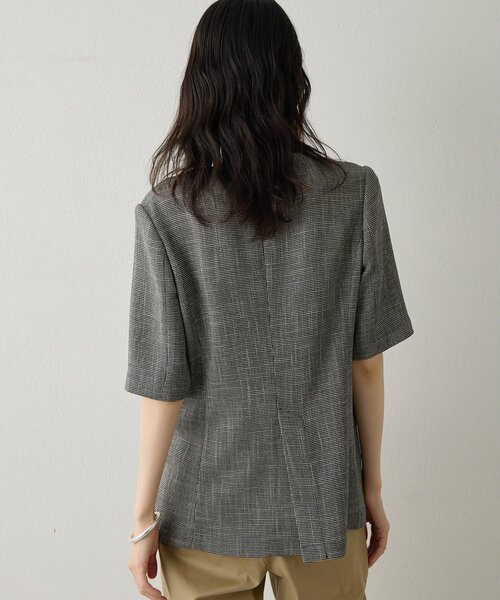 Drawing Numbers（ドローイング ナンバーズ）の「【Drawing Numbers】カラミハーフスリーブジャケット（テーラードジャケット・レディース・ブラック/ブラウン・38）」の8枚目の写真