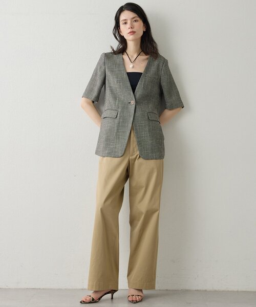 Drawing Numbers（ドローイング ナンバーズ）の「【Drawing Numbers】カラミハーフスリーブジャケット（テーラードジャケット・レディース・ブラック/ブラウン・38）」の11枚目の写真