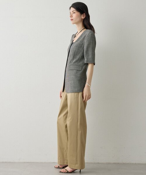 Drawing Numbers（ドローイング ナンバーズ）の「【Drawing Numbers】カラミハーフスリーブジャケット（テーラードジャケット・レディース・ブラック/ブラウン・38）」の6枚目の写真