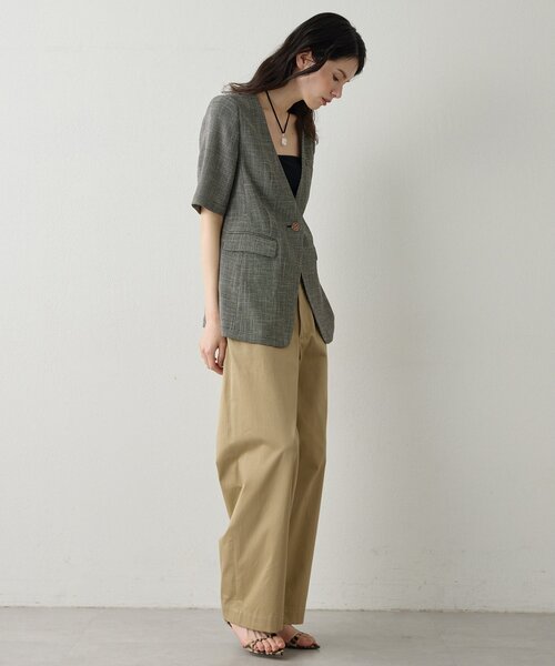 Drawing Numbers（ドローイング ナンバーズ）の「【Drawing Numbers】カラミハーフスリーブジャケット（テーラードジャケット・レディース・ブラック/ブラウン・38）」の10枚目の写真