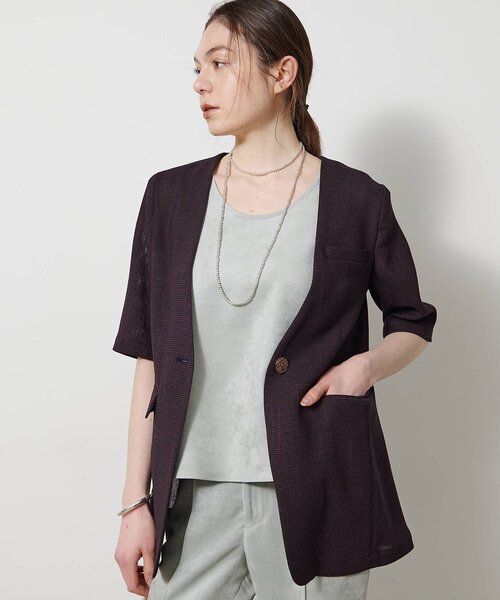 Drawing Numbers（ドローイング ナンバーズ）の「【Drawing Numbers】カラミハーフスリーブジャケット（テーラードジャケット・レディース・ブラック/ブラウン・38）」の13枚目の写真