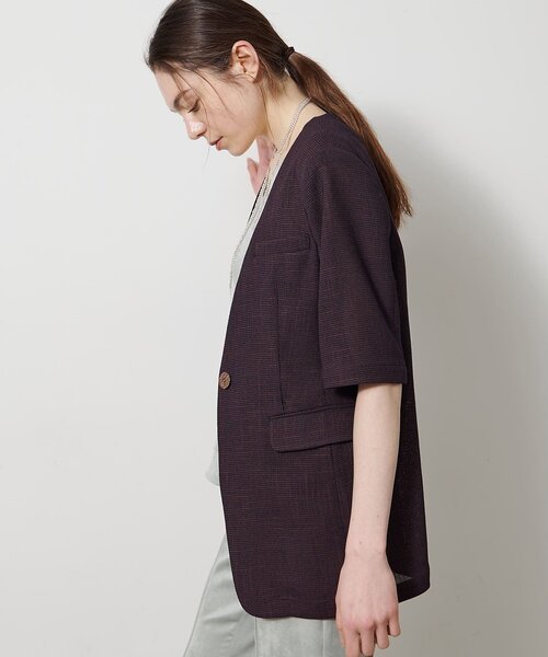 Drawing Numbers（ドローイング ナンバーズ）の「【Drawing Numbers】カラミハーフスリーブジャケット（テーラードジャケット・レディース・ブラック/ブラウン・38）」の16枚目の写真