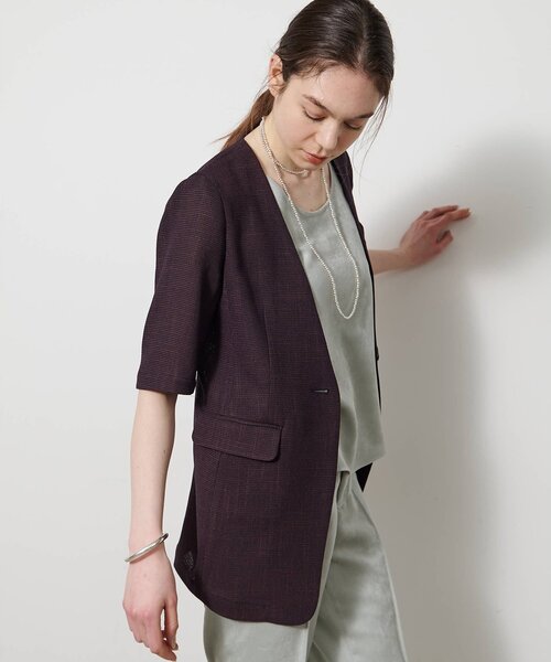 Drawing Numbers（ドローイング ナンバーズ）の「【Drawing Numbers】カラミハーフスリーブジャケット（テーラードジャケット・レディース・ブラック/ブラウン・38）」の20枚目の写真