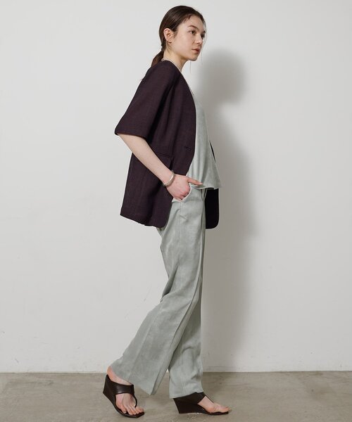 Drawing Numbers（ドローイング ナンバーズ）の「【Drawing Numbers】カラミハーフスリーブジャケット（テーラードジャケット・レディース・ブラック/ブラウン・38）」の19枚目の写真