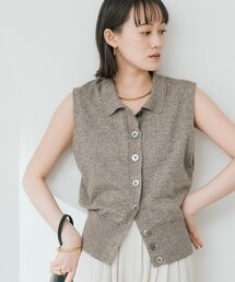 RIVE DROITE | 予約【抜け感のある印象に】メランジポロカラーベスト(ニット/セーター)