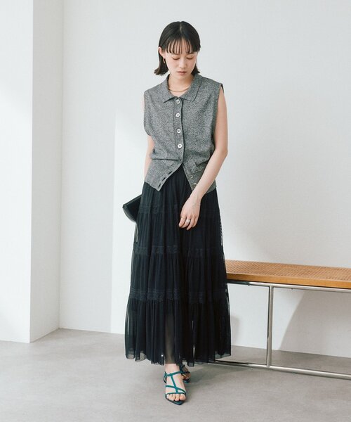 RIVE DROITE（リヴドロワ）の「予約【抜け感のある印象に】メランジポロカラーベスト（ニット/セーター・レディース・モカ/グレー・FREE）」の4枚目の写真