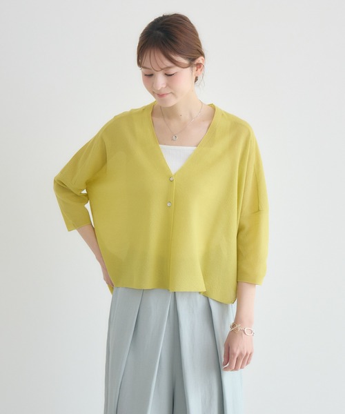 KATHARINE ROSS（キャサリンロス）の「【KATHARINE ROSS】16Gさらっとかのこカーディガン（カーディガン/ボレロ・レディース・イエロー/オフホワイト/ライトブルー・FREE）」の4枚目の写真