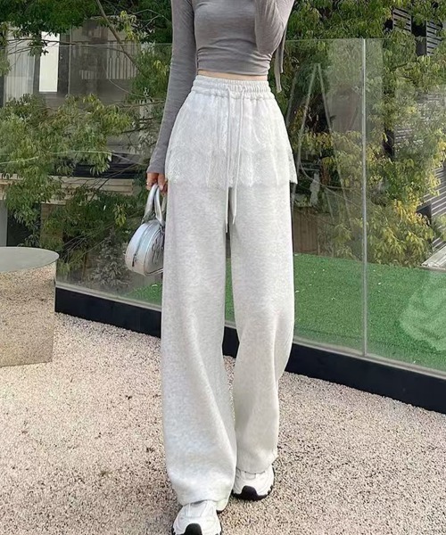 mielu(ミエル)の「レース付きスウェットパンツ(スウェットパンツ・レディース・ブラック・LARGE)」の12枚目の写真