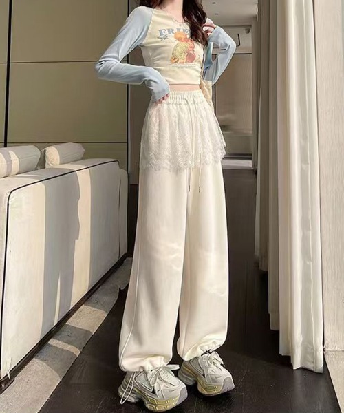 mielu(ミエル)の「レース付きスウェットパンツ(スウェットパンツ・レディース・ブラック・LARGE)」の17枚目の写真