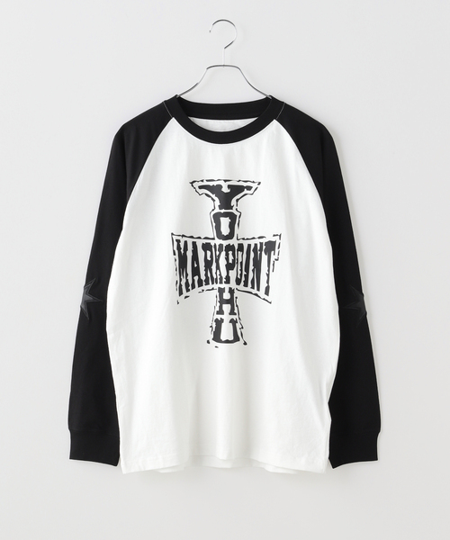 MARK POINT(マークポイント)の「MARK POINT / マークポイント RAGLAN L/S TEE(Tシャツ/カットソー・メンズ・ブラック/パープル・LARGE/MEDIUM)」の1枚目の写真