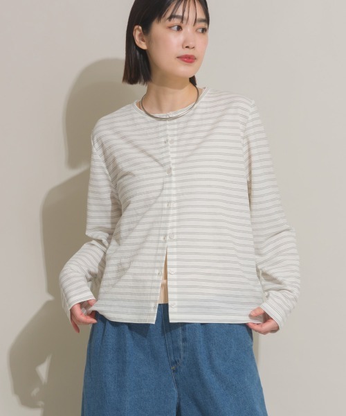 OMNES（オムネス）の「接触冷感クルーネック長袖カーディガン（カーディガン/ボレロ・レディース・グレー系その他/ブラウン/レッド/ダークグレー/ミント/イエロー・FREE）」の3枚目の写真