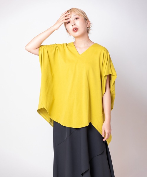 OSMOSIS(オズモーシス)の「Vネックサイドドレーププルオーバー(Tシャツ/カットソー・レディース・チャコール/ブルー/ホワイト/ブラック/ライトグリーン・ONE SIZE)」の11枚目の写真