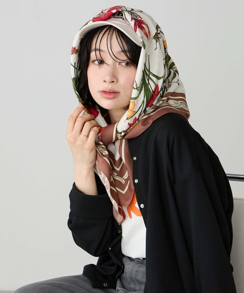 BONLECILL Marche(ボンルシールマルシェ)の「【BONLECILL Marche】アソート柄大判スカーフ 90×90(バンダナ/スカーフ・レディース・ブラック系1/ブラック/ホワイト/ブラウン・FREE)」の20枚目の写真