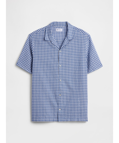 GAP(ギャップ)の「スタンダードフィット クリンクルコットン バケーションシャツ(シャツ/ブラウス・メンズ・ピンク/ブルー・XS/XL/L/M/S)」の5枚目の写真