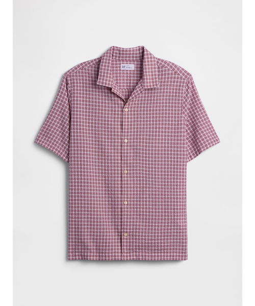 GAP(ギャップ)の「スタンダードフィット クリンクルコットン バケーションシャツ(シャツ/ブラウス・メンズ・ピンク/ブルー・XS/XL/L/M/S)」の6枚目の写真