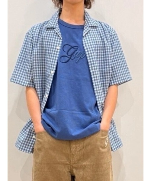 GAP(ギャップ)の「スタンダードフィット クリンクルコットン バケーションシャツ(シャツ/ブラウス・メンズ・ピンク/ブルー・XS/XL/L/M/S)」の11枚目の写真