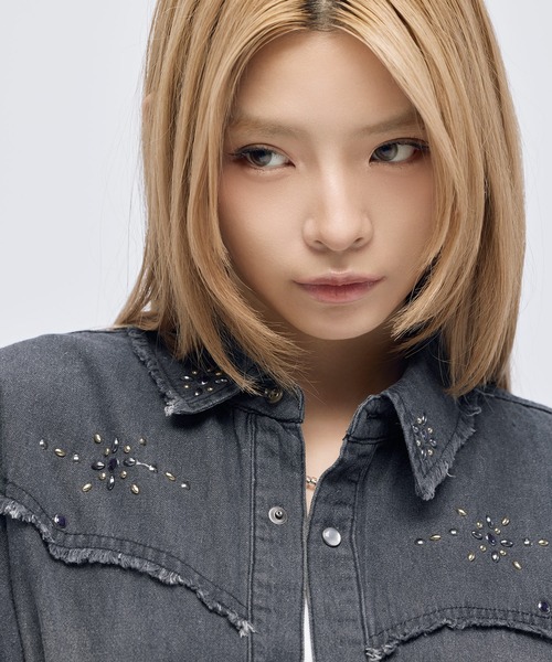 MSG（エムエスジー）の「Buyer's Select/ スタッズデザイン半袖デニムシャツ（シャツ/ブラウス・メンズ・サックスブルー/ブラック/ネイビー・M/L）」の18枚目の写真