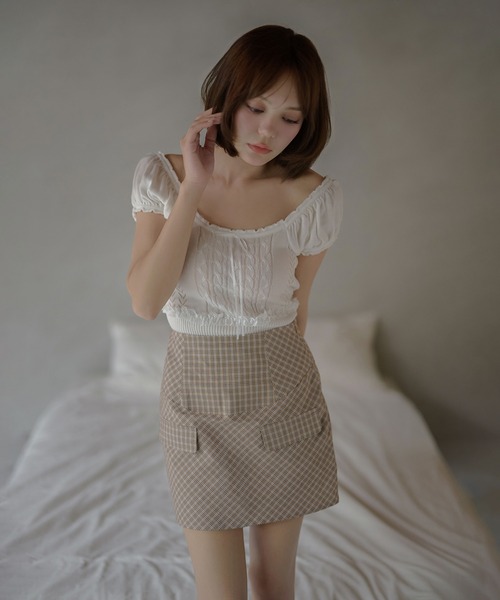 M DOLLY(エムドリー)の「Check audrey mini skirt / チェックオードリーミニスカート(スカート・レディース・ブラウン/ブラック/グレー/ベージュ・M/S)」の13枚目の写真