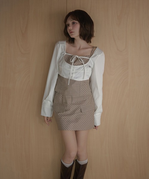 M DOLLY(エムドリー)の「Check audrey mini skirt / チェックオードリーミニスカート(スカート・レディース・ブラウン/ブラック/グレー/ベージュ・M/S)」の11枚目の写真